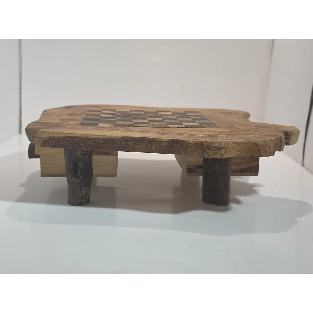 Handcarved Olive Wood Table Top  Chess Set ( No chess pieces )